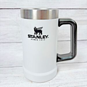 Stanley Adventure Big Grip Beer Stein 24oz White Stainless Steel Handle No Lid
